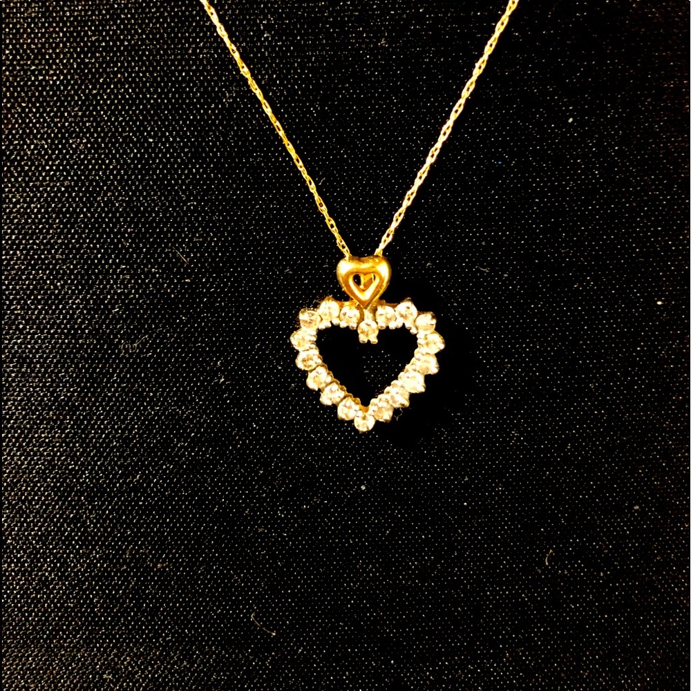 14k Gold Diamond Heart Necklace